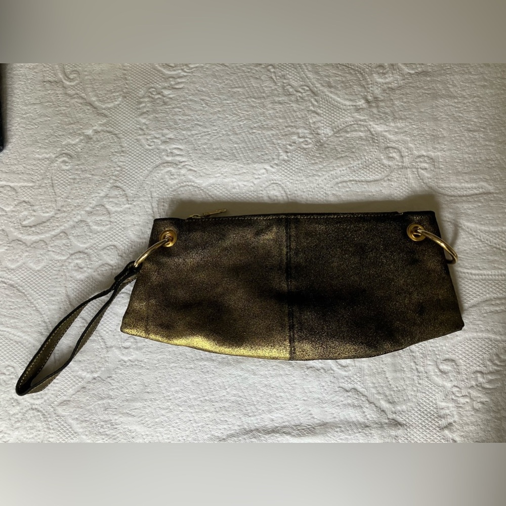 Christopher Kon bronze metallic clutch